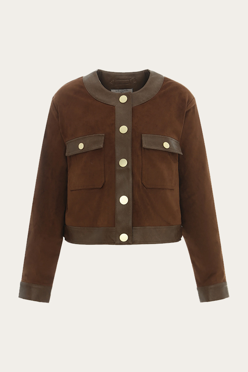 Pocket Collarless Jacket Pecan - Bilde 5