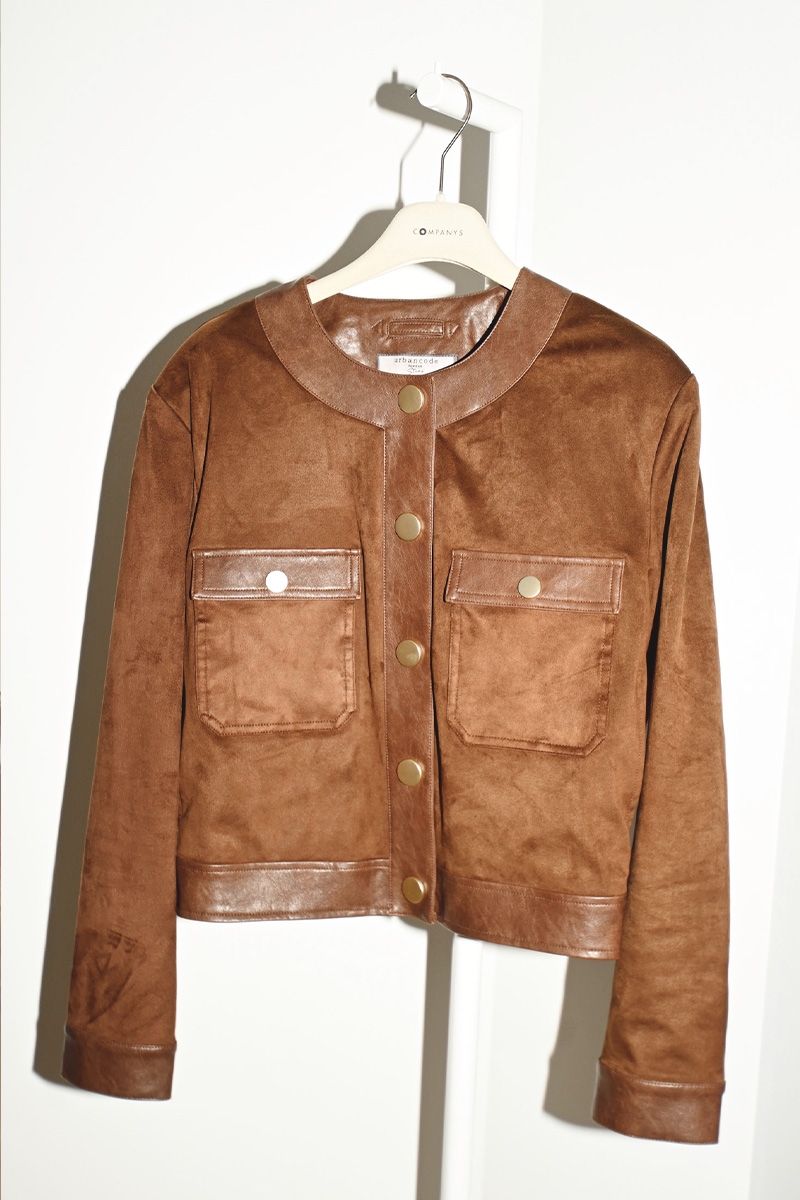 Pocket Collarless Jacket Pecan - Bilde 4