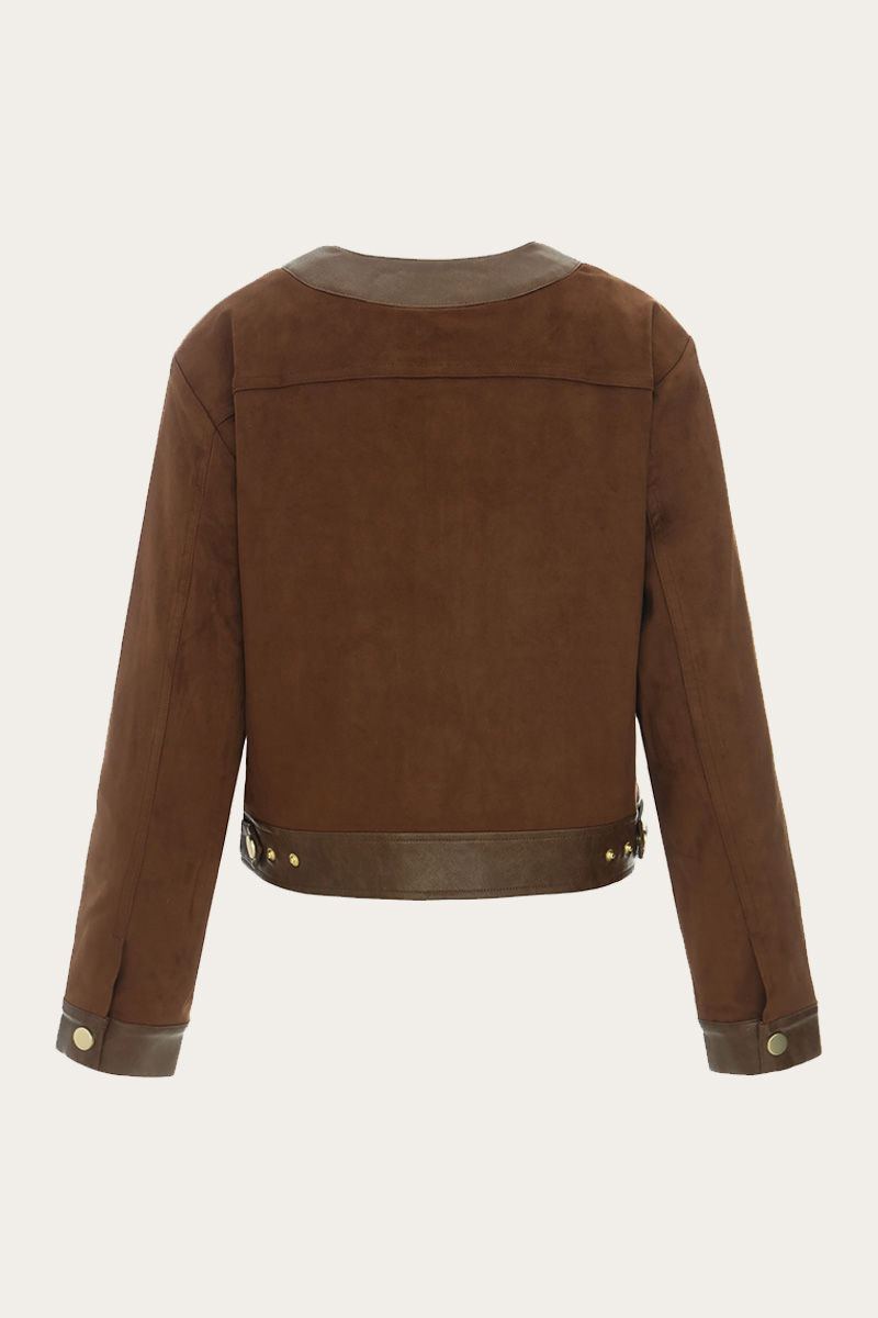 Pocket Collarless Jacket Pecan - Bilde 6