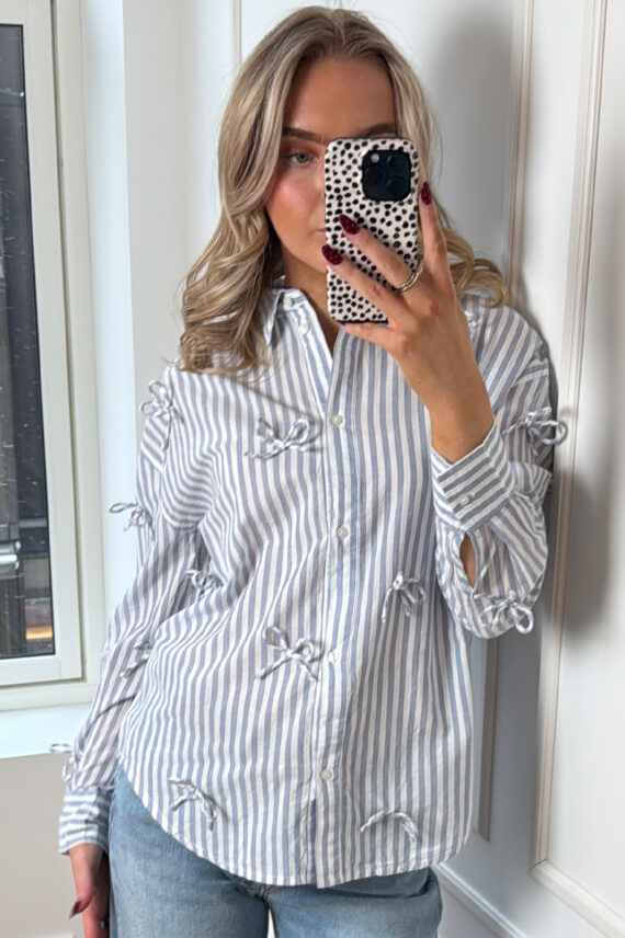 SLJoa Bow Striped Shirt White/Blue
