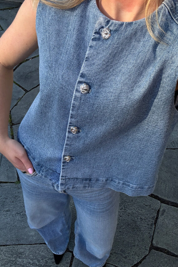 SLRinatina Waistcoat Medium Blue Denim