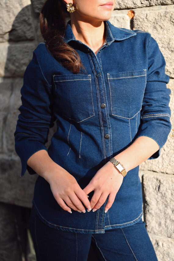 TheoCC Fitted Denim Shirt Dark Denim