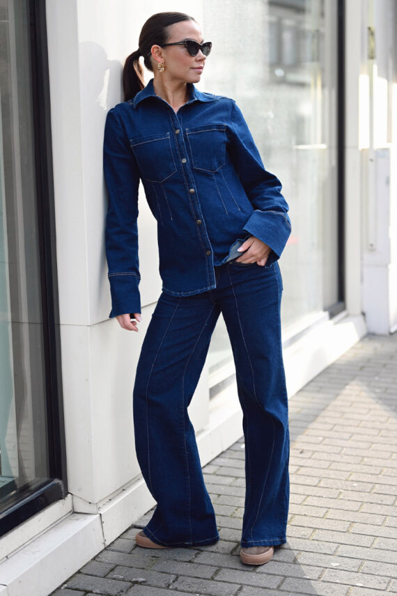 TheoCC Wide Jeans Short Leg Dark Denim