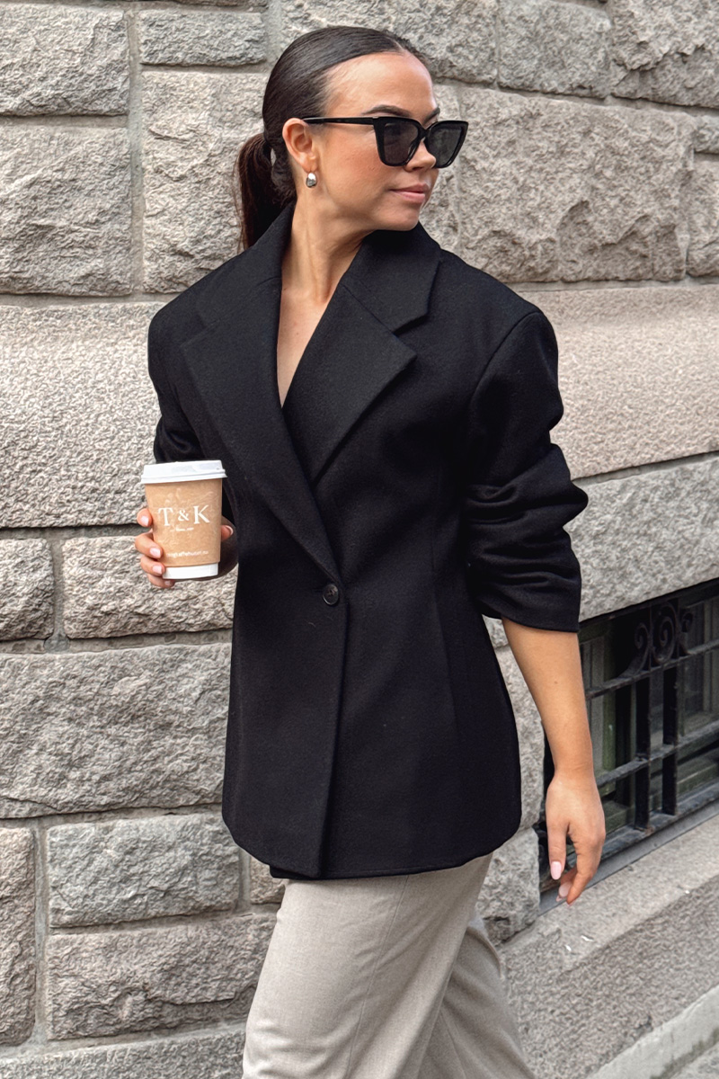 Wool Jacket Short Black - Bilde 3