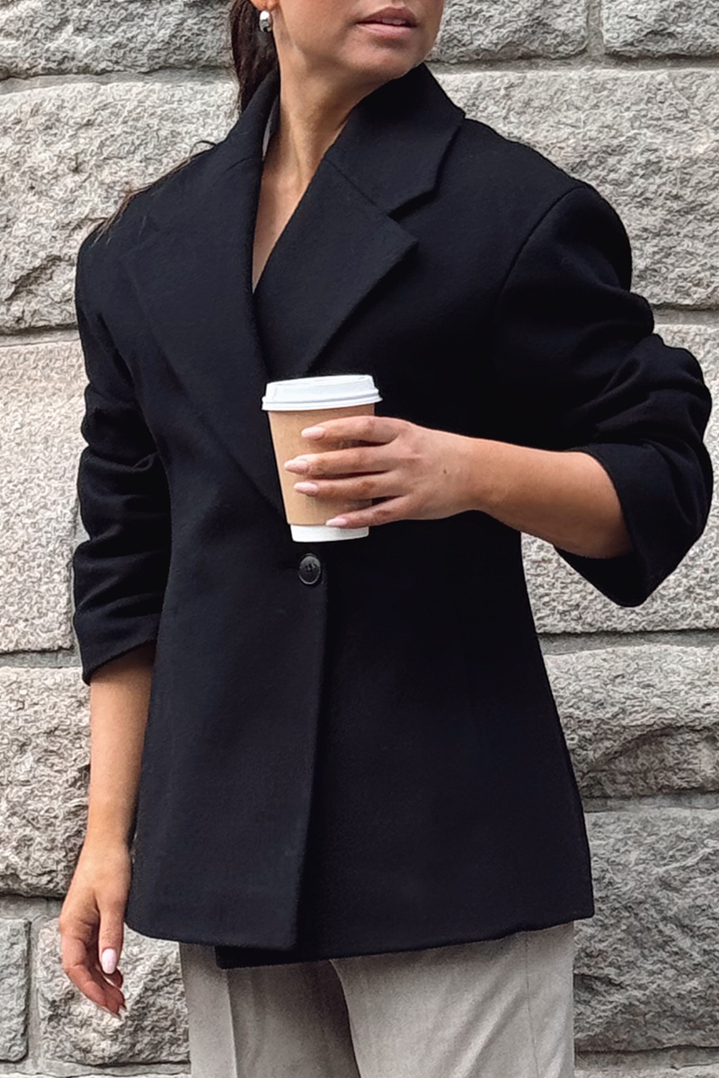 Wool Jacket Short Black - Bilde 2