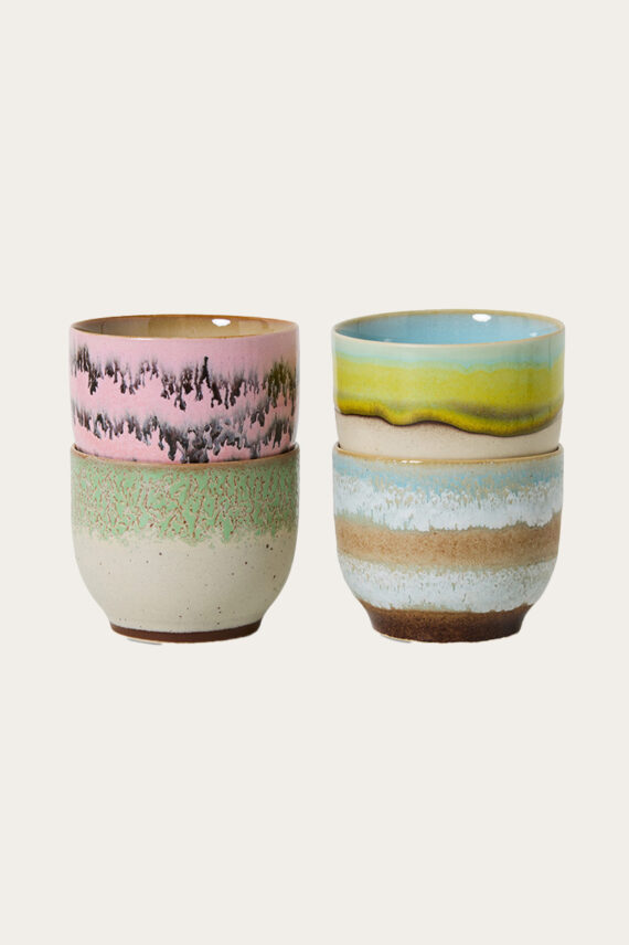 70s Ceramics Café Cups Deco Set of 4