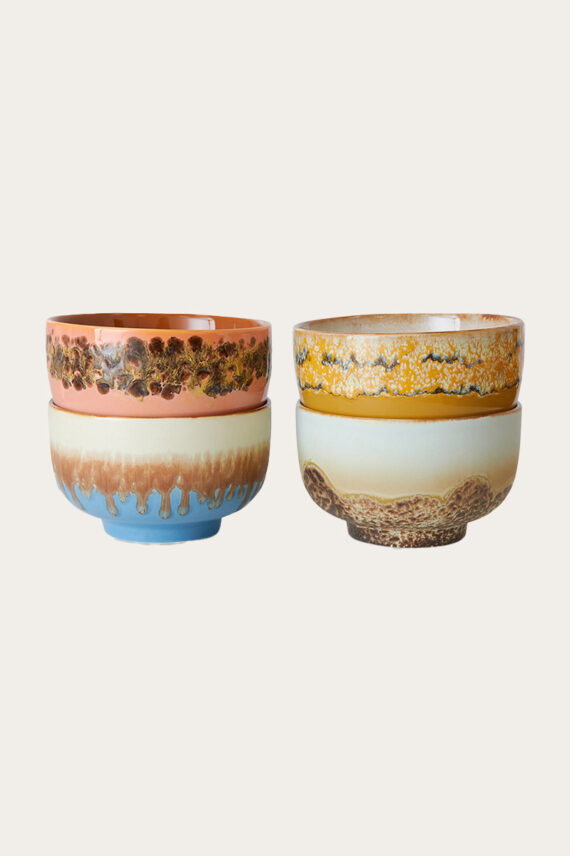 70s Ceramics Noodle Bowl Seabreese Set of 4