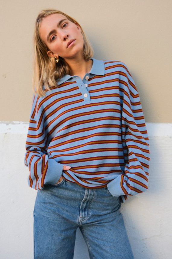 Adanne Stripe Polo Stripe Blue Stripe