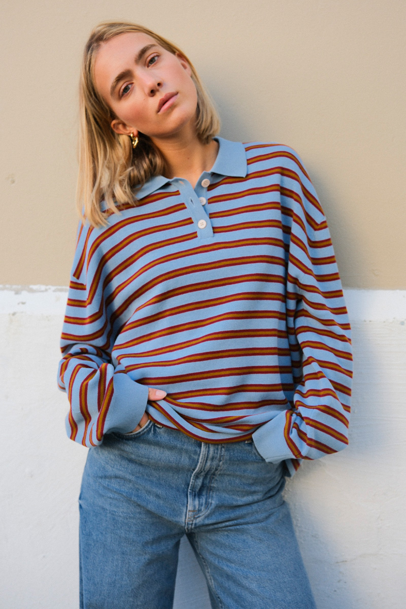 Adanne Stripe Polo Stripe Blue Stripe