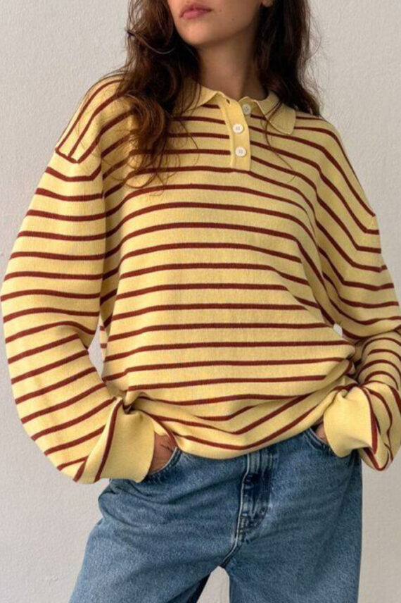 Adanne Stripe Polo Stripe Yellow/Rust