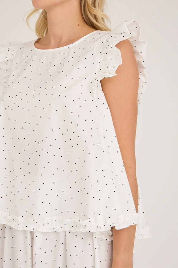 Aida top White/Black dot