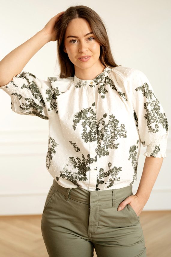 AlmerasPW Shirt Smokey Olive Shadow Flower