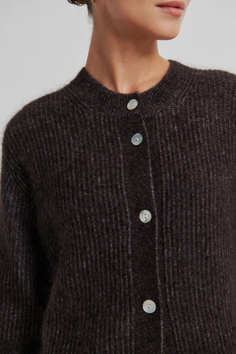 Andrea Knit Rib Cardigan Chocolate Torte - Bilde 2