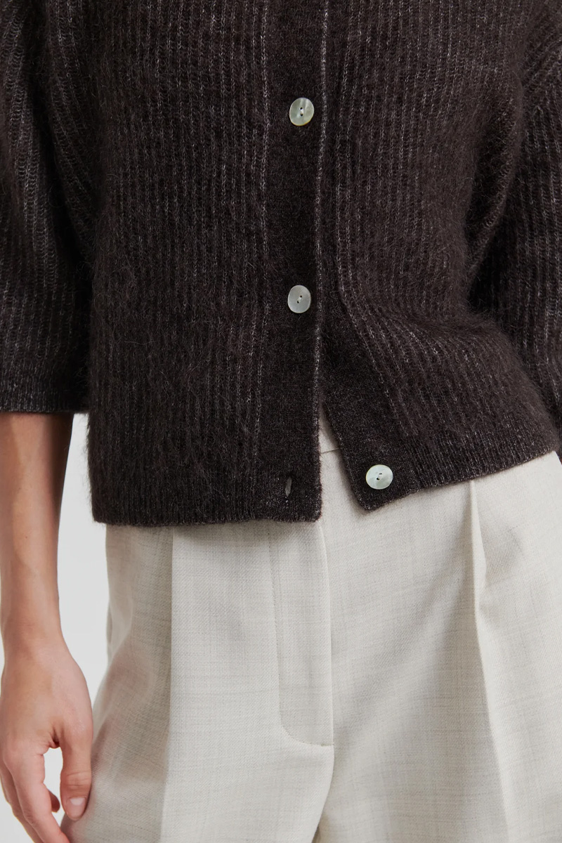 Andrea Knit Rib Cardigan Chocolate Torte - Bilde 3