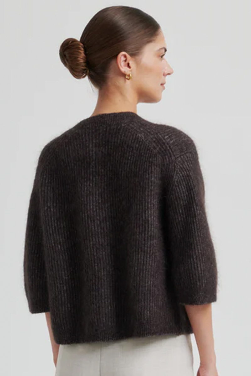 Andrea Knit Rib Cardigan Chocolate Torte - Bilde 4