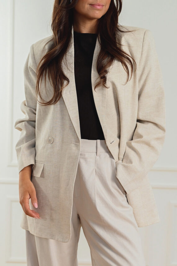 ElarahGZ Linen Blazer Ancient Scroll