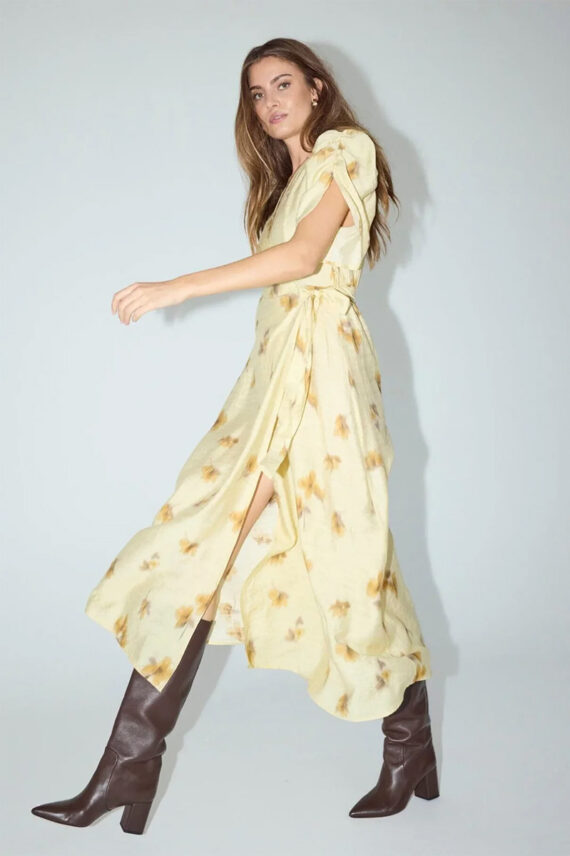 MylaCC Flower Wrap Dress Pale Yellow