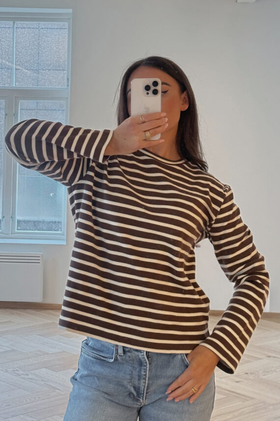 Nete O-Neck Tee Brown/Off-White