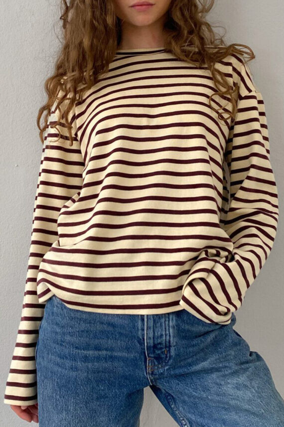 Nete O-Neck Tee Off White/Bordaux