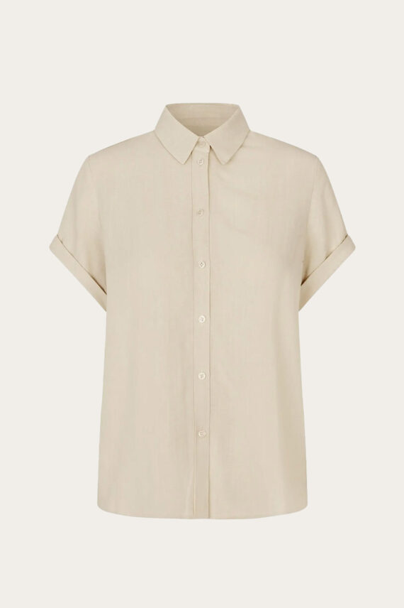 SAMinna SS Shirt Bone White Melange