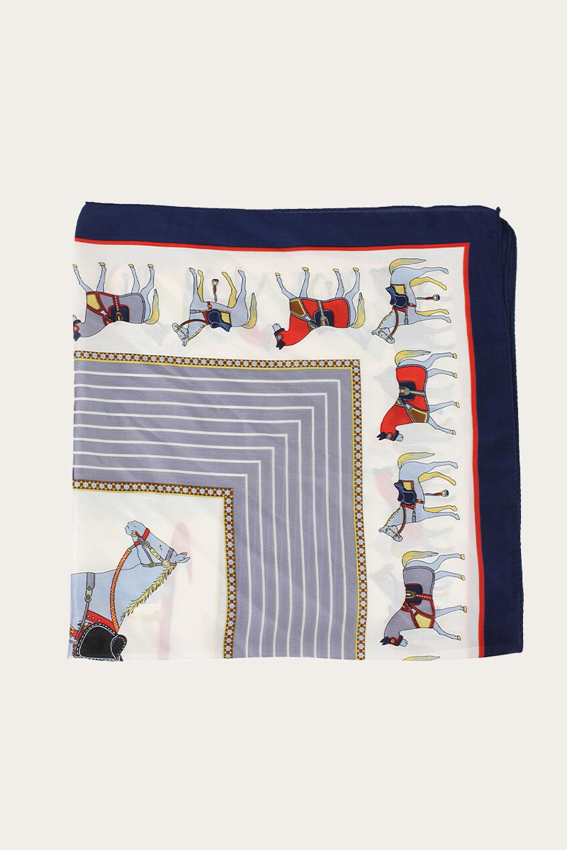 Skjerf med hester Marine Blue - Bilde 3