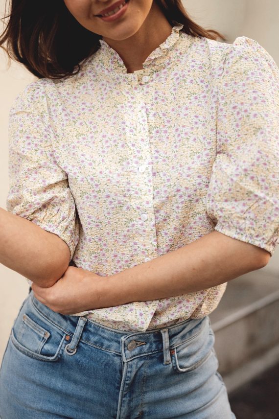 Tiffany short sleeve shirt Lilac/yellow