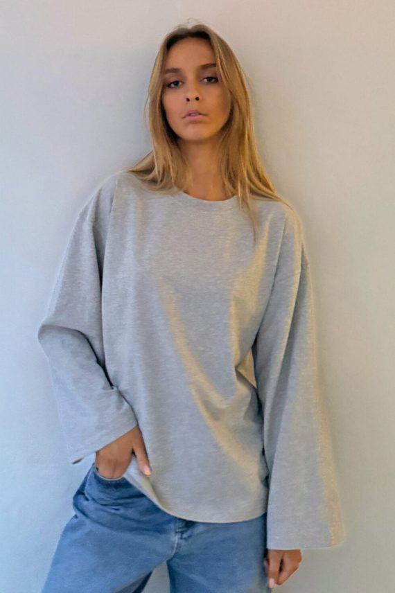 Alberte O-Neck Boxy Tee Grey Melange