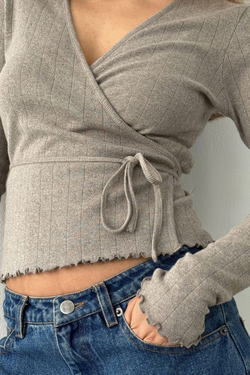 Cara Wrap Pointelle Mole Melange - Bilde 2