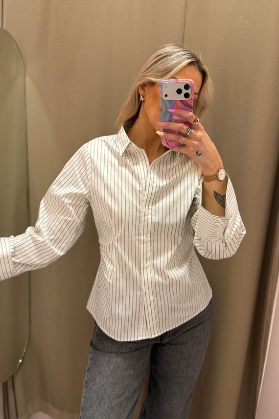 Caroli Stripe Shirt Dusty Green/OffWhite