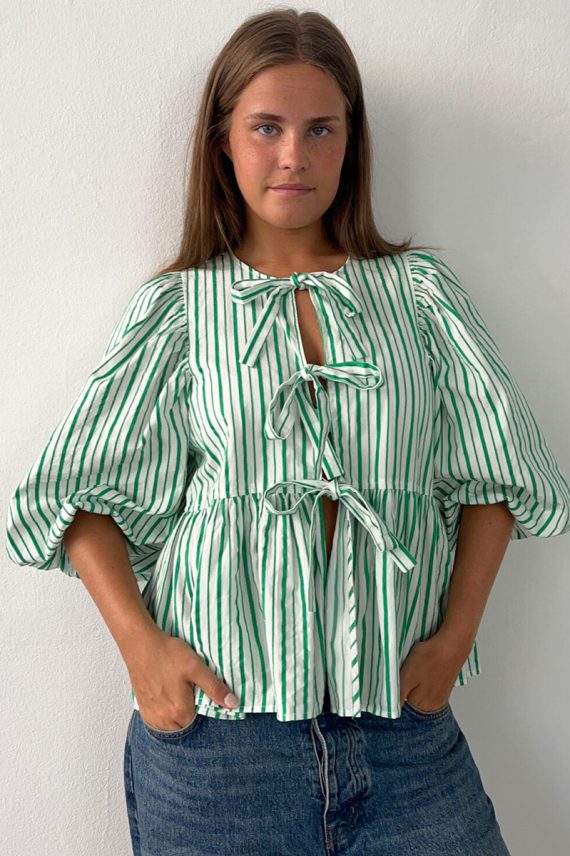 Cat Stripe Shirt Grass Green