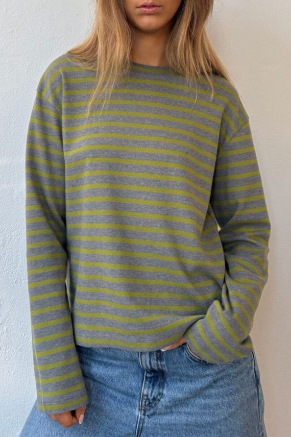 Nete O-Neck Tee Grey/Green Garden