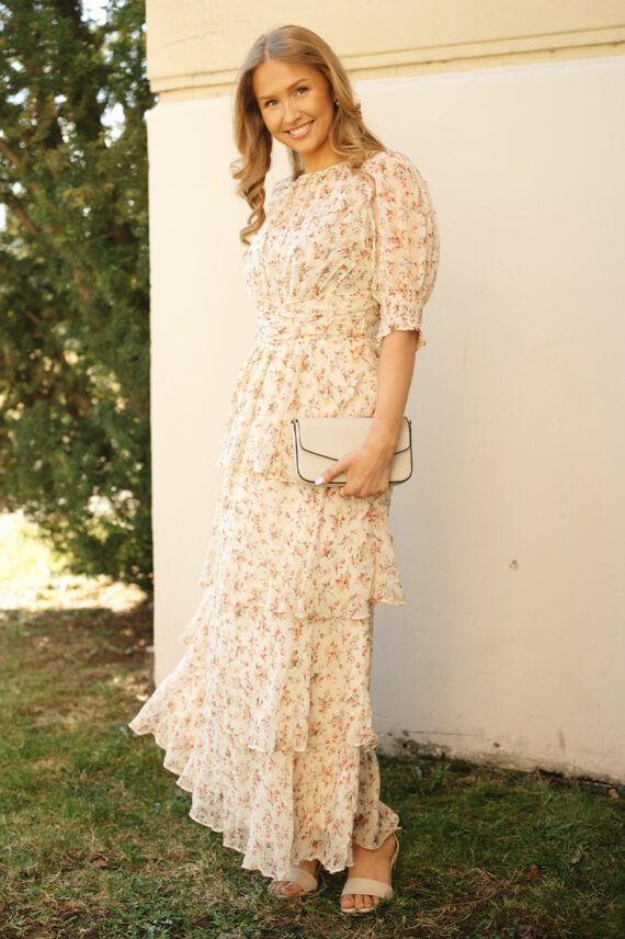 Sable Meadow Printed Dress Creme