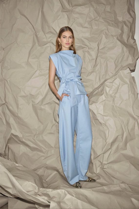 SianaCC Pleat Top Pale Blue