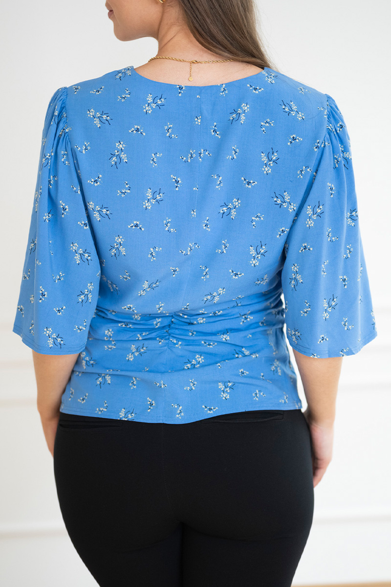 SLArjana Ruching Blouse SS Regetta Ditsy Print Blue - Bilde 4