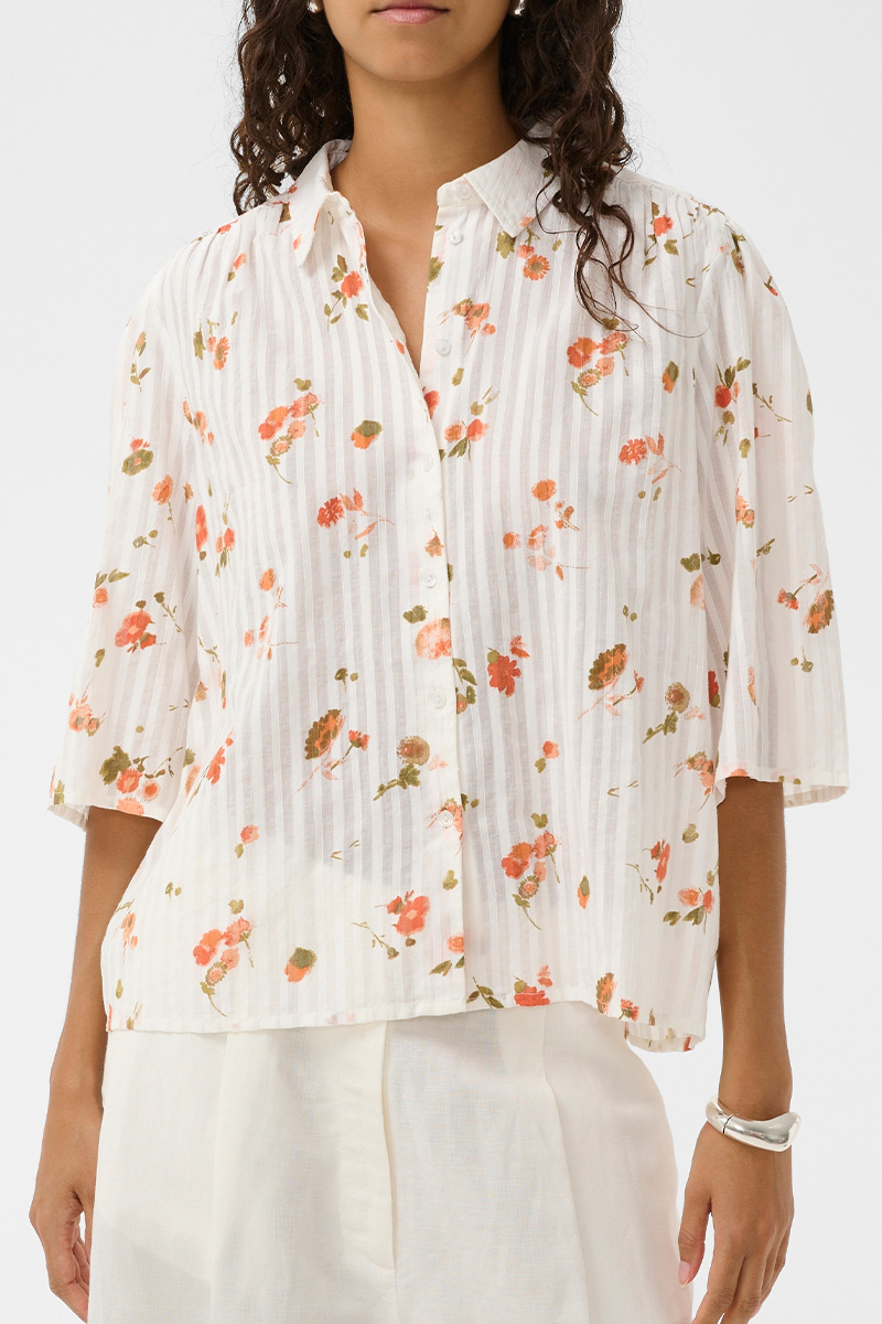 SLBianca Printed Shirt White Floating Flower