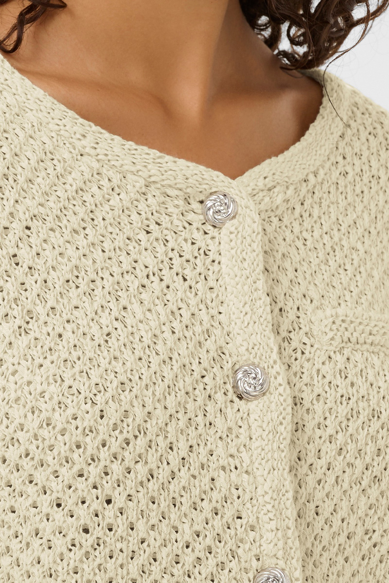 SLDiaz Cardigan Turtledove/White - Bilde 2