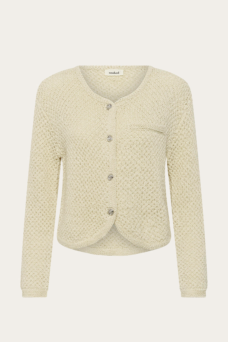 SLDiaz Cardigan Turtledove/White - Bilde 4