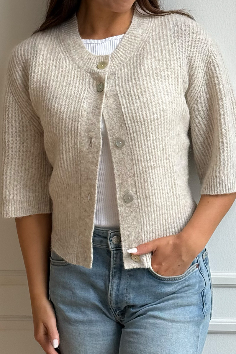Sofie SS Cardigan Beige - Bilde 3