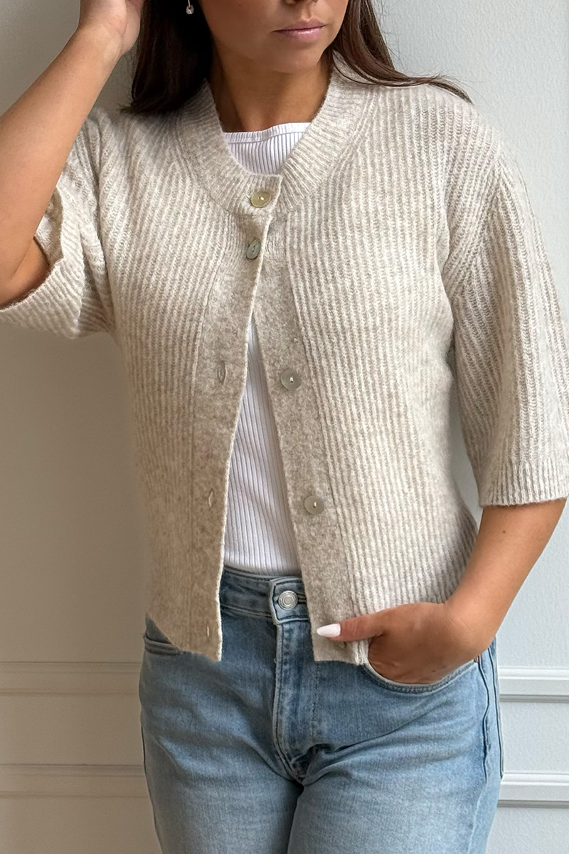 Sofie SS Cardigan Beige - Bilde 2