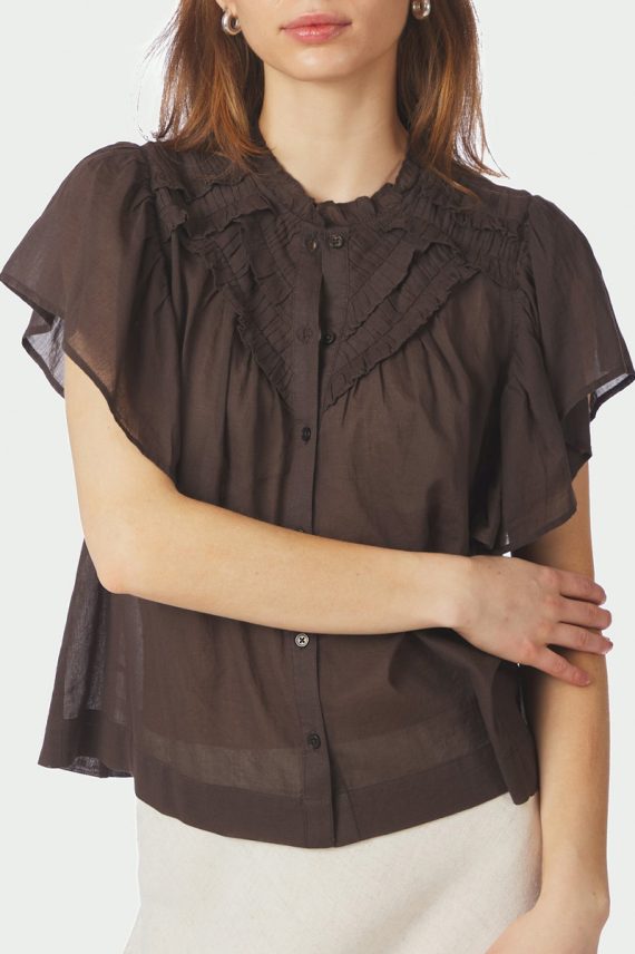 Vinsa Voile Top Dark Brown