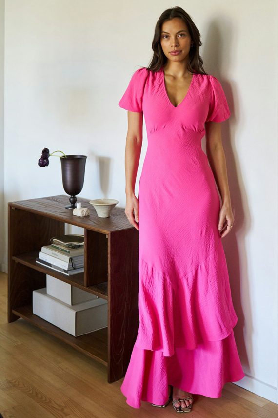 Dariah Structure Solid Dress Pink