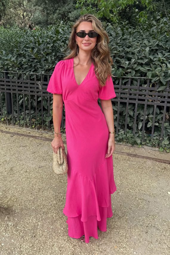 Dariah Structure Solid Dress Pink