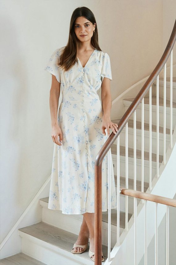 Eleni Delicate Flower Dress Creme