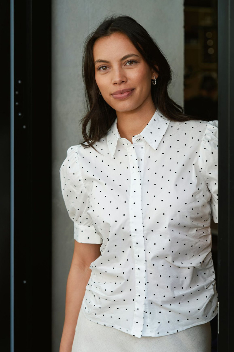 Frannie Dot Shirt Offwhite