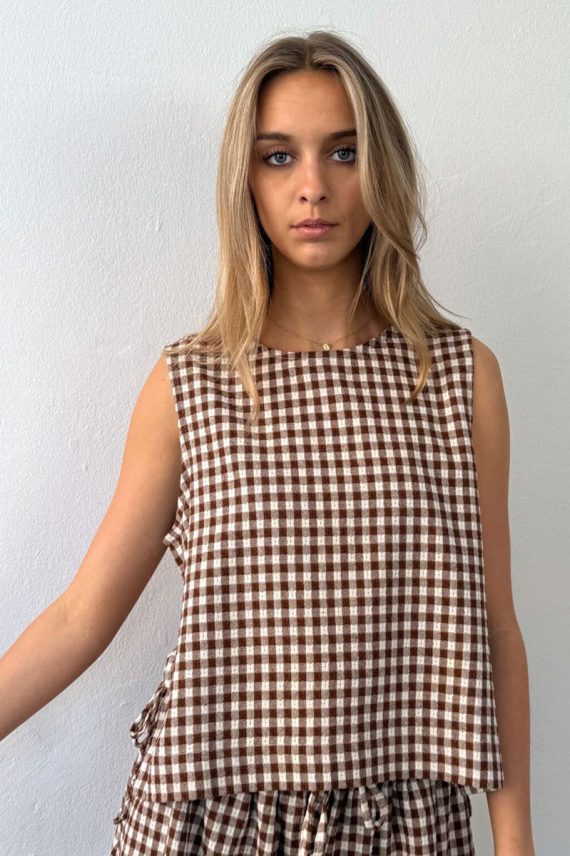Leonie Top Brown Check