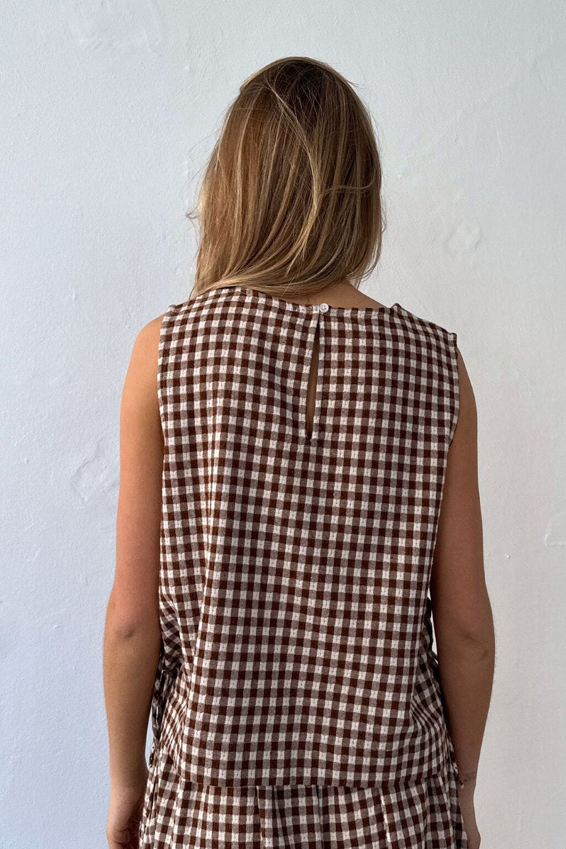 Leonie Top Brown Check - Bilde 2