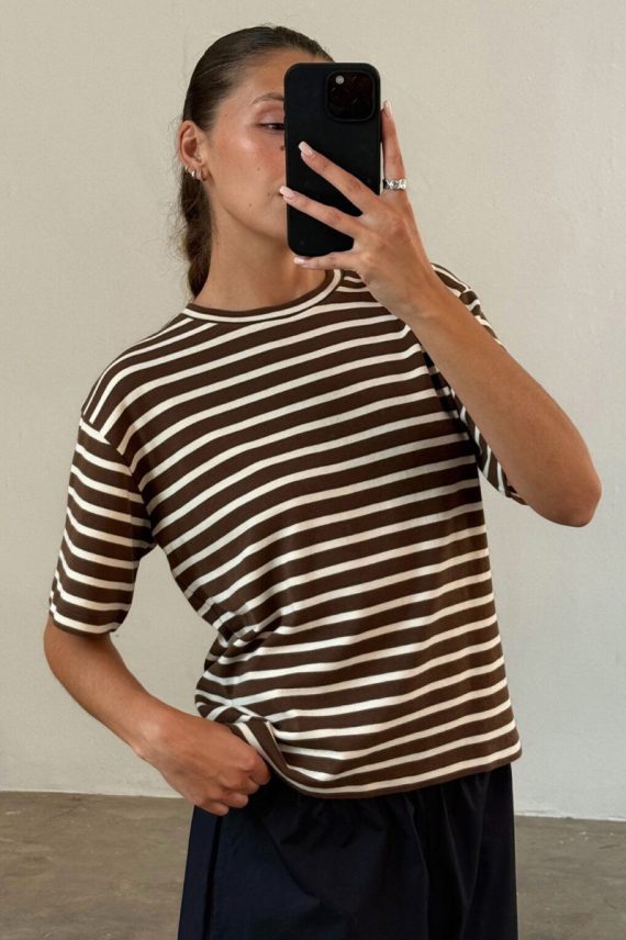 Mejse Stripe Brown/Off White