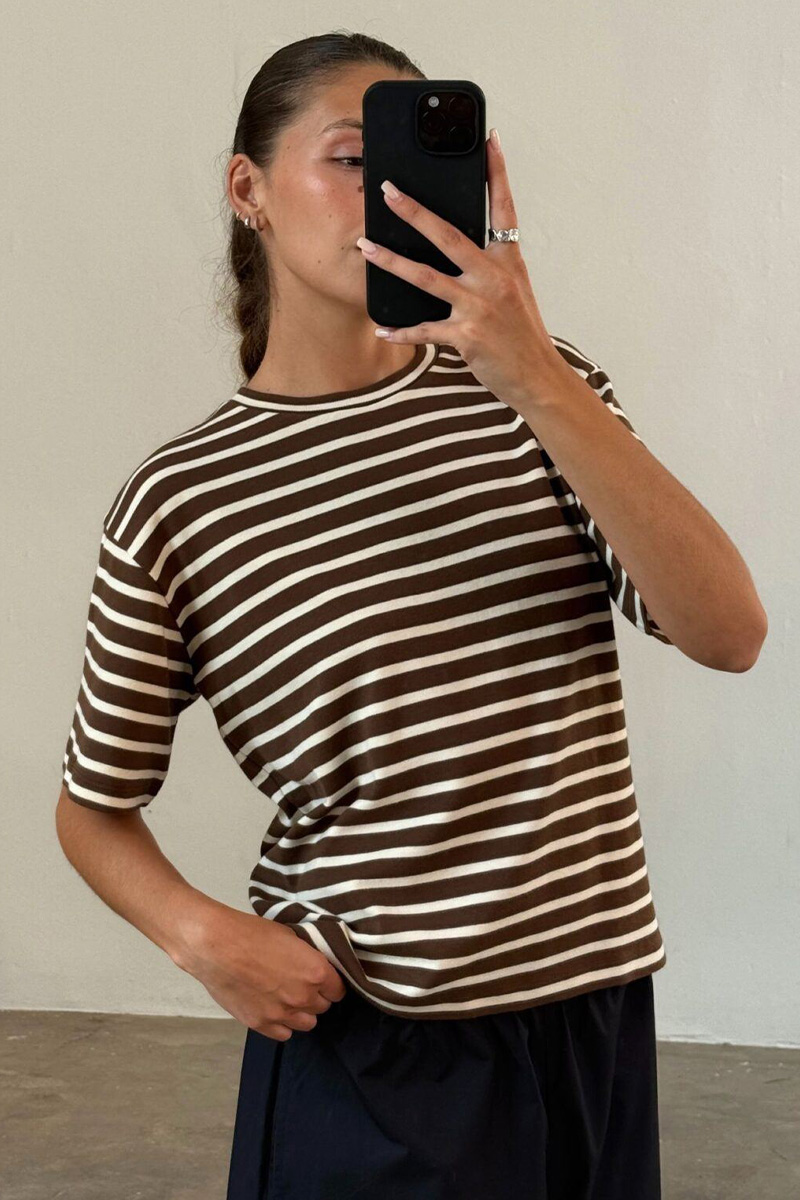 Mejse Stripe Brown/Off White