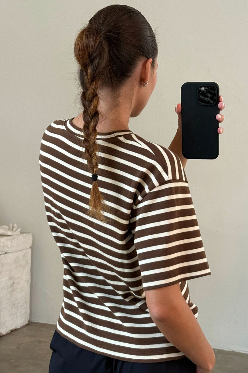 Mejse Stripe Brown/Off White - Bilde 3