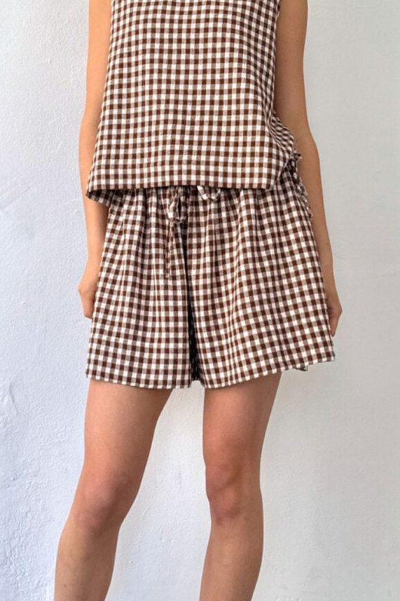Ploy Check Shorts Check Brown